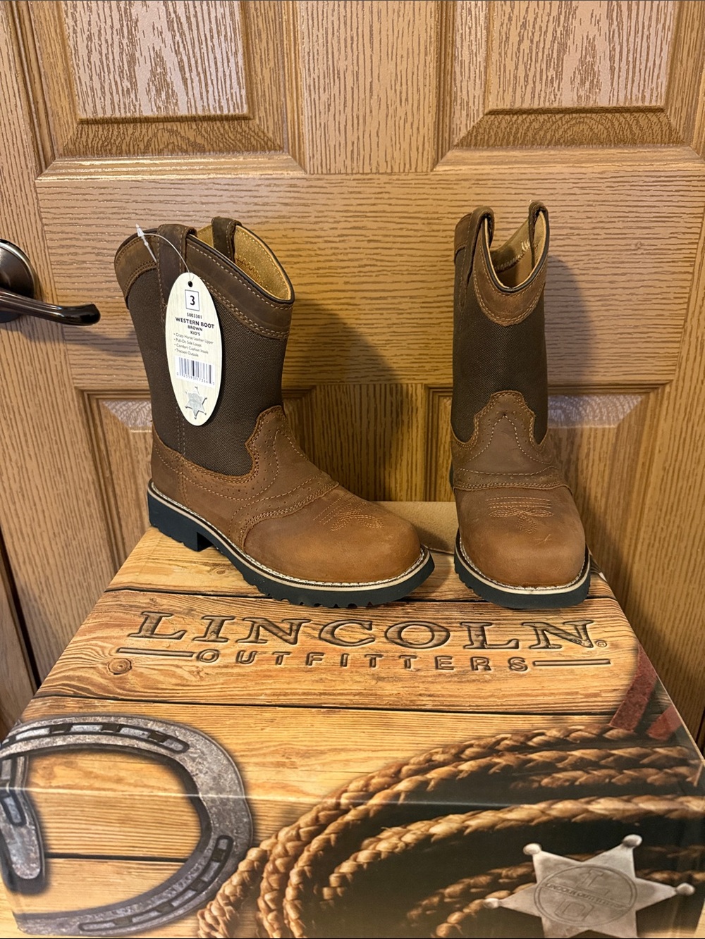 Lincoln Outfitters Kids Brown Western Pull-On Boots - Classic Ranch Style NWT